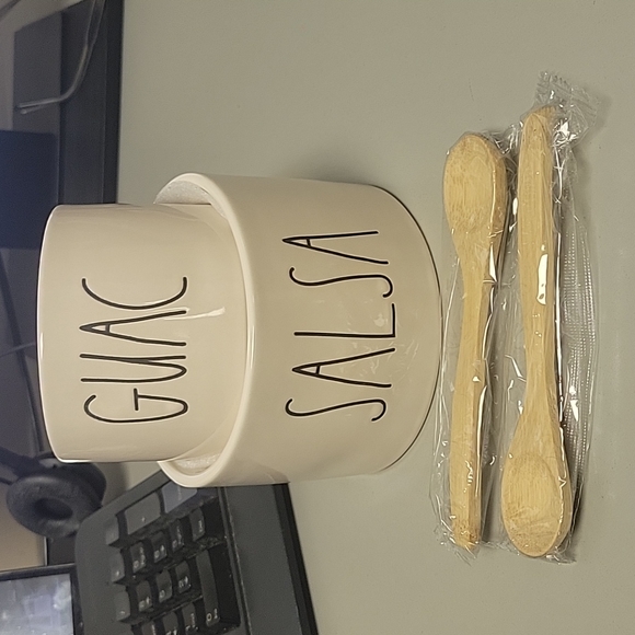 Rae Dunn Other - Rae Dunn Salsa and Guac set with 2 wooden spoons